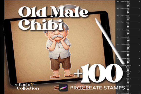 100 Procreate Old Male Chibi Stamps: Adding Wisdom and Charm to Digital Art