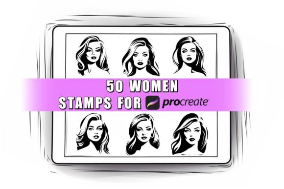 50 Women Procreate Stamps: Elevating Digital Illustration with Versatile Character Assets