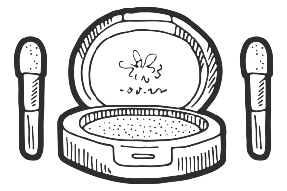 Blush or Powder with Brushes: Makeup Hand-Drawn Icon for Professional Workflows
