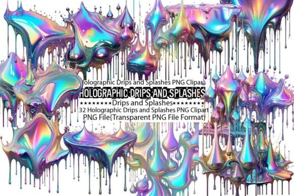 Evaluating Holographic Drips and Splashes PNG for Modern Design Projects