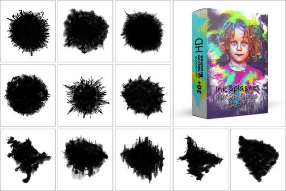 Ink Splashes Photoshop Brushes: 21 Dynamic Tools