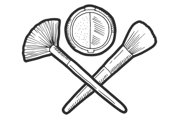 Makeup Logo: Brushes and Powder Blush Fashion Illustration Guide