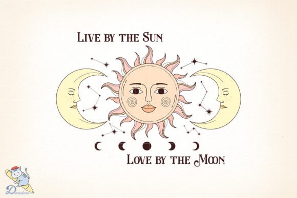 Mystical Sun and Moon PNG: A Freehand Artistic Asset