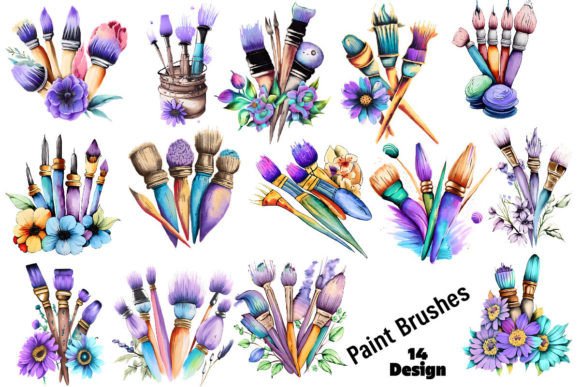 Paint Brushes Clipart Bundle for Creators