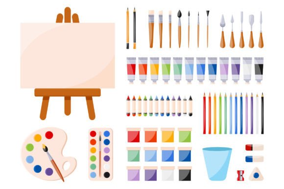 Painting Art Tools Set: A Comprehensive Digital Resource for Designers and Educators