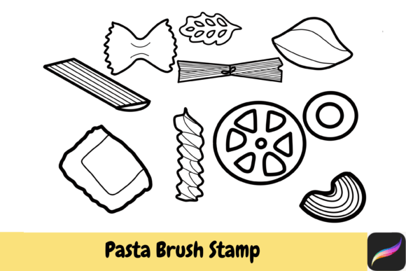 Pasta Food Brush Stamps Procreate IPAD: Elevate Your Digital Art with Hand-Drawn Noodles