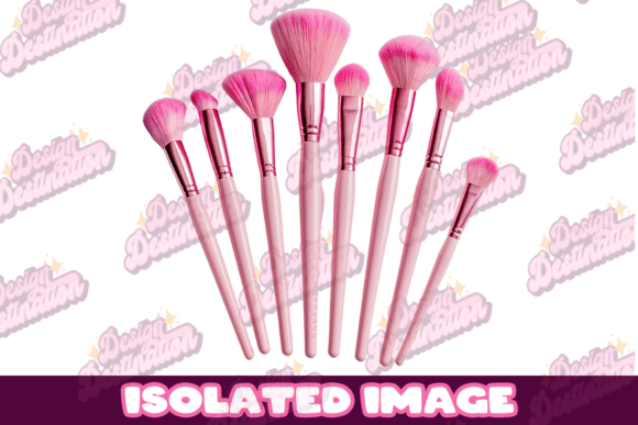 Pink Makeup Brushes Isolated Image Guide