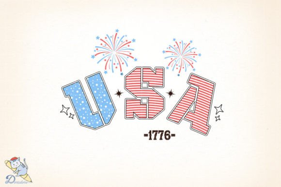 Retro 4th of July Usa 1776 Digital Art
