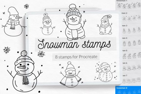 Snowman Stamps Brushes For Procreate: A Winter Creative Toolkit